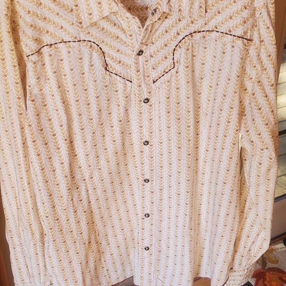 Rare Vintage Unisex Western Raw Edge Snap Down & Sleeve Sz. L Shirt - Picture 3 of 16